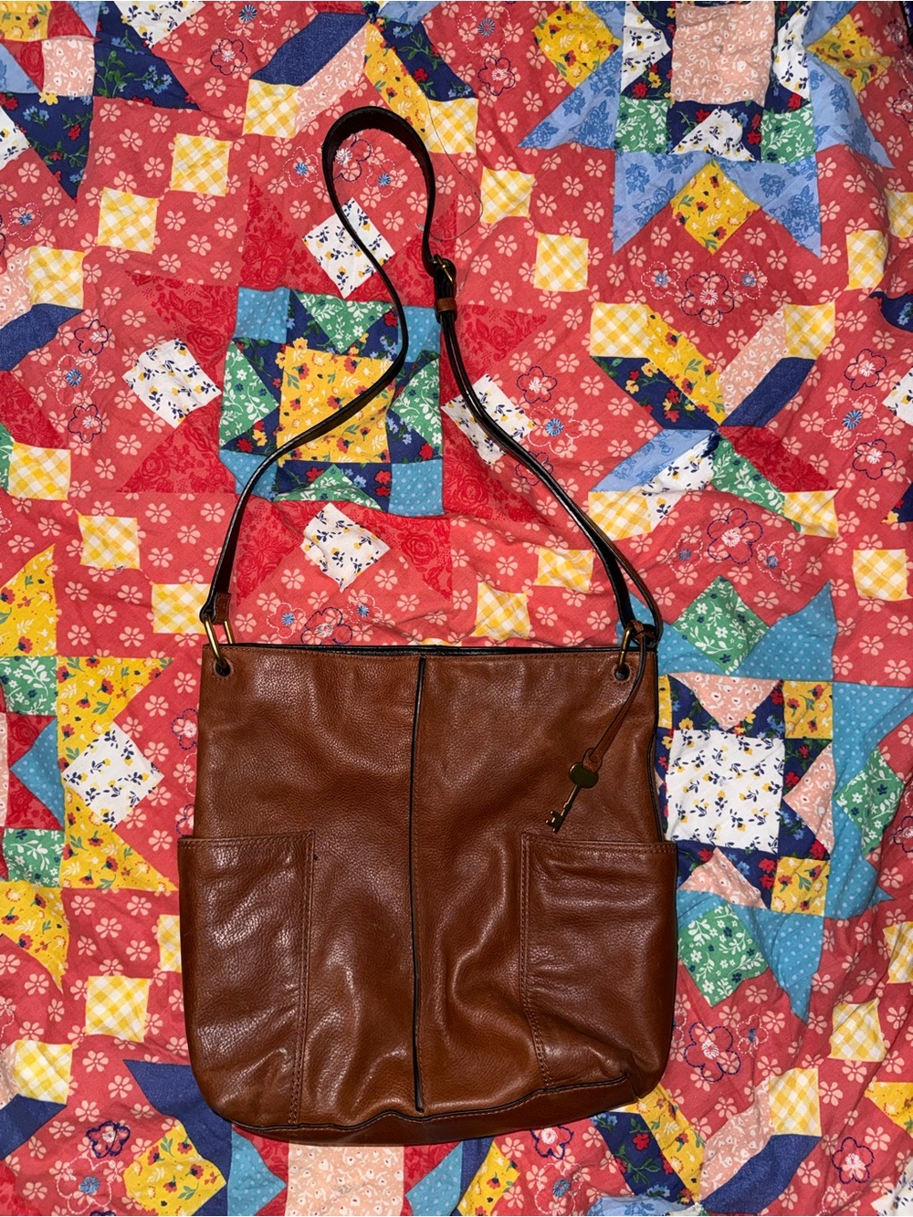 Vintage Fossil Lane Bucket Crossbody Bag